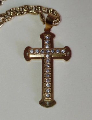 Collana dorata con crocifisso Brillantinata Croce