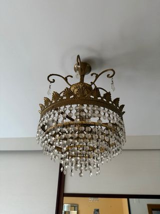 Lámpara colgante vintage cristal y metal