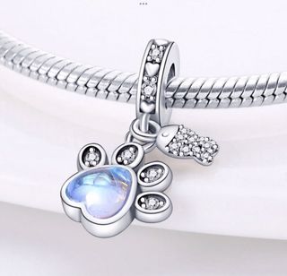 CHARM HUELLA GATO AZUL COLGANTE PARA PANDORA CAJA