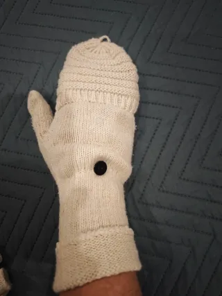 Guantes de lana crema convertibles