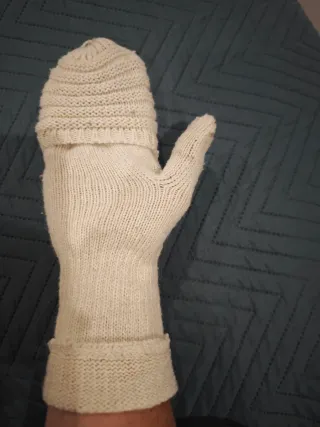 Guantes de lana crema convertibles