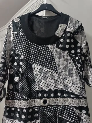 Vestido negro y blanco fiestas