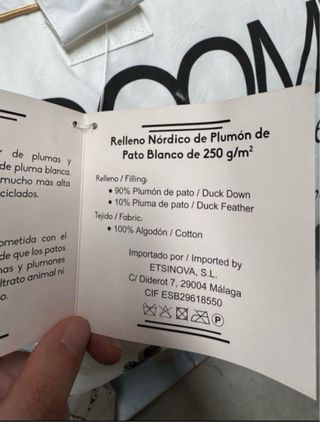 Relleno nórdico plumón 135/150 cm