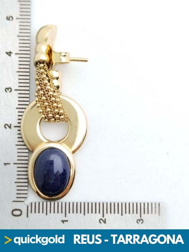 035-04-00852 PENDIENTES ORO 18K OVALO AZUL