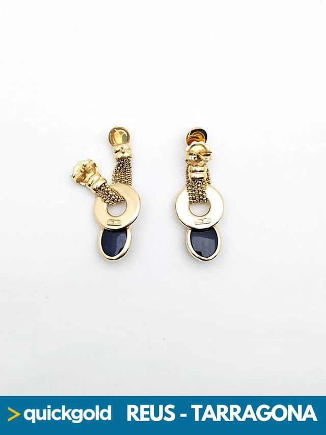 035-04-00852 PENDIENTES ORO 18K OVALO AZUL