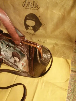 Bolso Anekke Marrón Multicolor, Bolsa de regalo.
