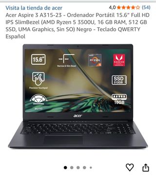 Acer Aspire 3 A315-23 Portátil 15.6 FHD