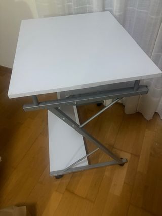 Mesa Ordenador Blanca Madera y Aluminio