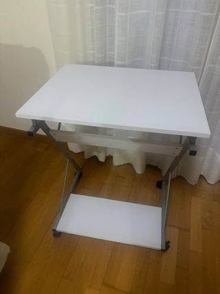 Mesa Ordenador Blanca Madera y Aluminio