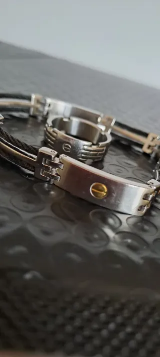 Set Bracciale e Anello Acciaioper uomo