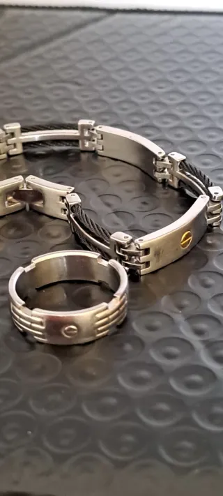 Set Bracciale e Anello Acciaioper uomo