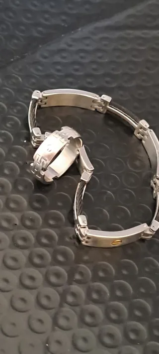 Set Bracciale e Anello Acciaioper uomo