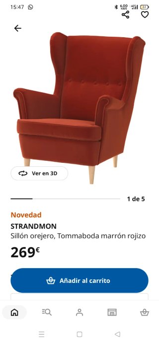 ¡REBAJAS! Sillón individual rojo de tela