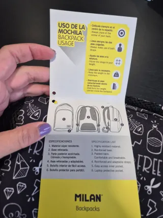 Mochila Milán negra con estampado