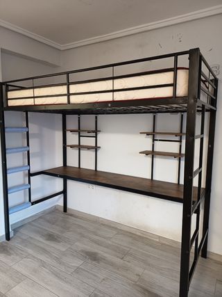 Estructura Cama Loft Metalica con Escritorio