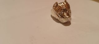 Anillo Plata de Ley Cabeza Pitbull