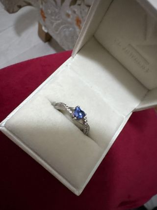 Anillo Corazón Azul Plata