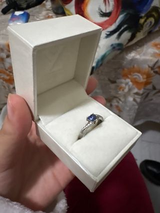 Anillo Corazón Azul Plata