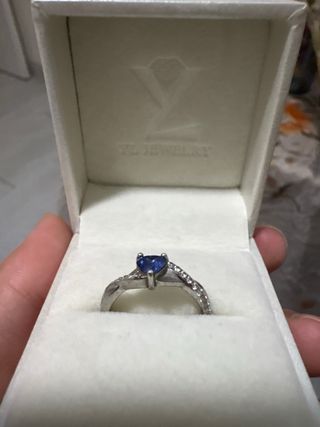 Anillo Corazón Azul Plata