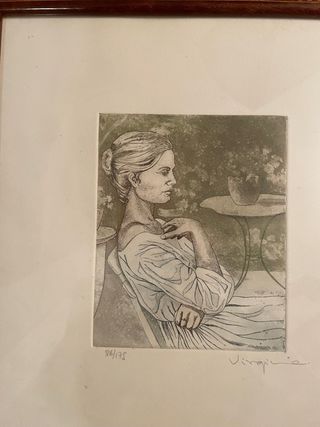 Grabado de mujer sentada. Edición Limitada