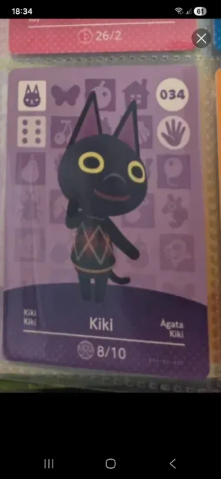 Carta Amiibo Animal Crossing Kiki 034