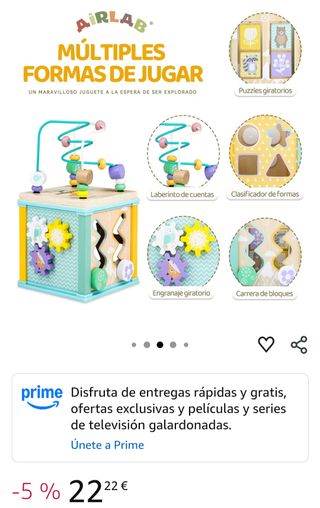 Cubo actividades bebé Airlab y torre anillos Chicc