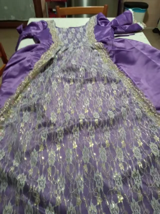 Vestito Dama Viola Pizzo Oro Taglia L Nuovo