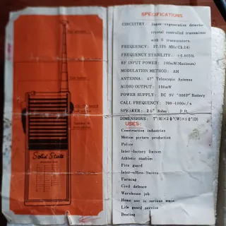 Walkie Talkie Supersonic Vintage 1977