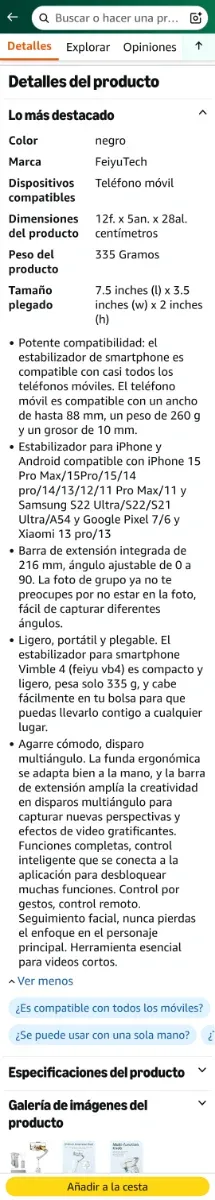 FeiyuTech Gimbal Vb 4 para smartphone