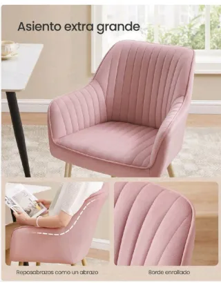 Sillón rosa terciopelo patas doradas