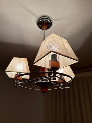 Lámpara colgante madera y metal