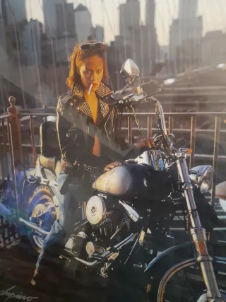 Cuadro Vintage años 90 Mujer Moto