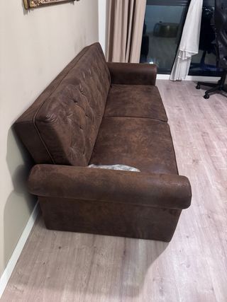 Sofá Cama Piel Sintética Marrón