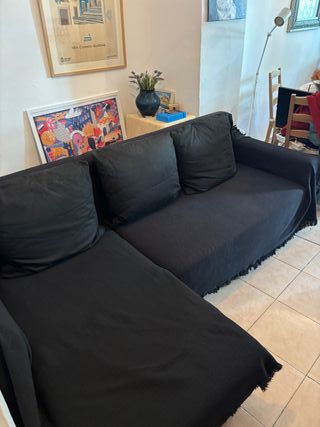 Sofá Cama Negro Chaise Longue Almacenaje