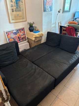 Sofá Cama Negro Chaise Longue Almacenaje