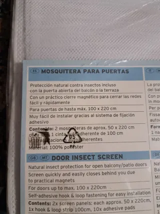 Mosquitera magnética para puertas 100x220cm