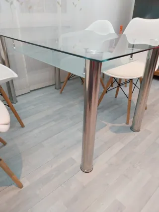 Mesa Comedor Cristal 140x80 Metal