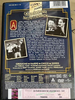 DVD Os Irmãos Marx Na Universidade
