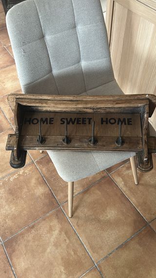 Perchero de madera y metal Home Sweet Home