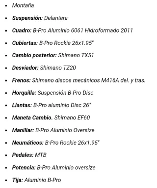 Bicicleta Montaña B-PRO