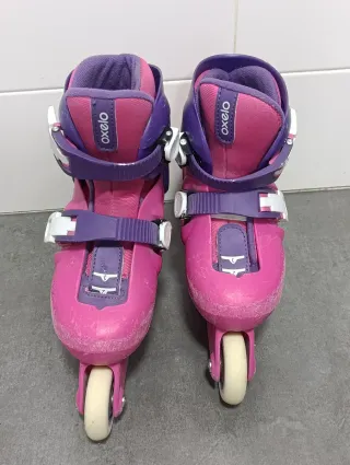 Patines línea Oxelo rosas+ Casco+Kit protecciones