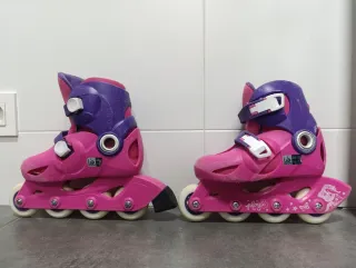 Patines línea Oxelo rosas+ Casco+Kit protecciones