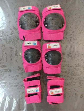Patines línea Oxelo rosas+ Casco+Kit protecciones