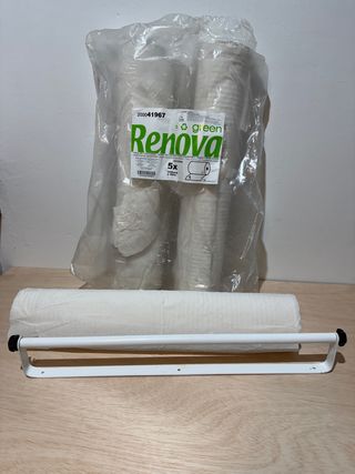 3 Rollos de papel camilla + portarrollos pared