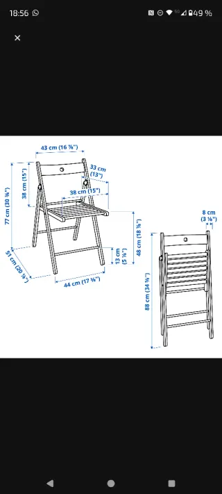 2 Sillas Plegables Ikea Cojín Beige