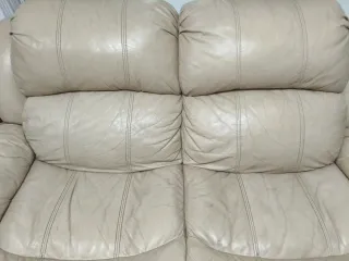 Sofá relax piel beige 2 plazas