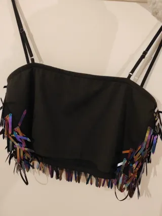 Top fiesta lentejuelas Stradivarius Talla s