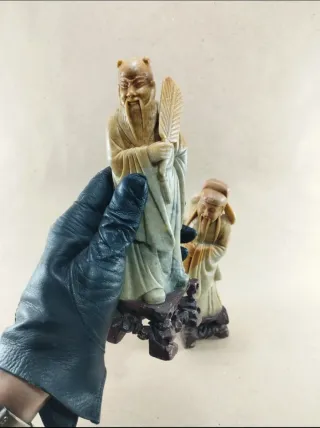 Figuras Fu Xing y Zughe Liang Esteatita