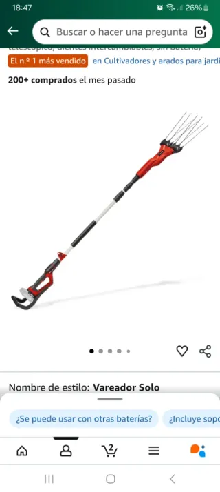 Vareador aceituna Einhell + 2 baterías y cargador