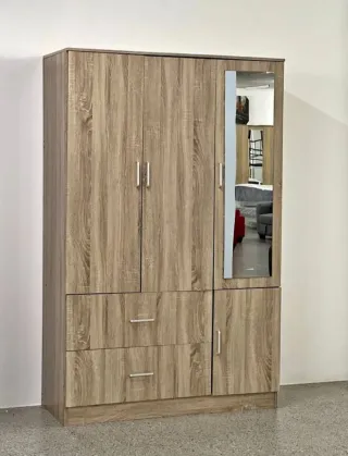 Armario 4 puertas madera y negro